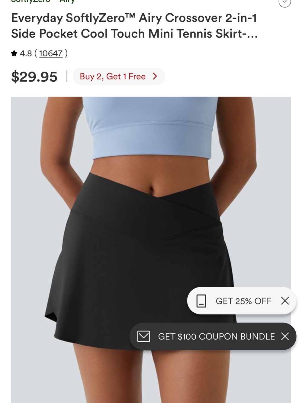 Athletic Black Skirt with Built-In Shorts